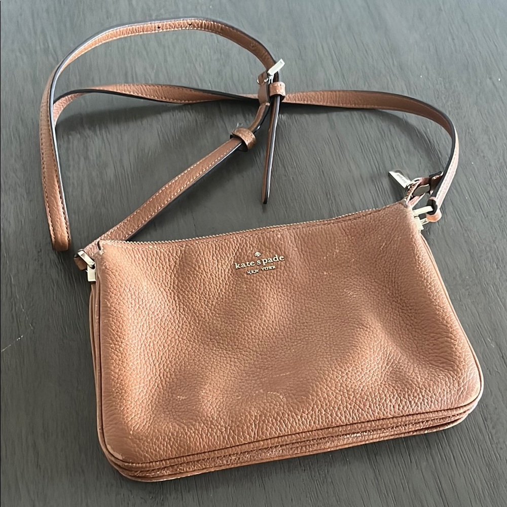Kate Spade Brown Leather Crossbody Bag with Adjustable Strap